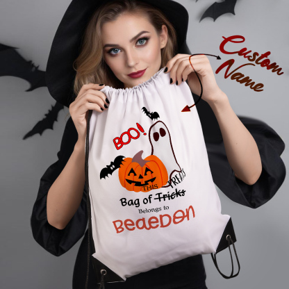 Custom Engraved Halloween-Themed Drawstring Bags for Trick-or-Treating and Festive Fun