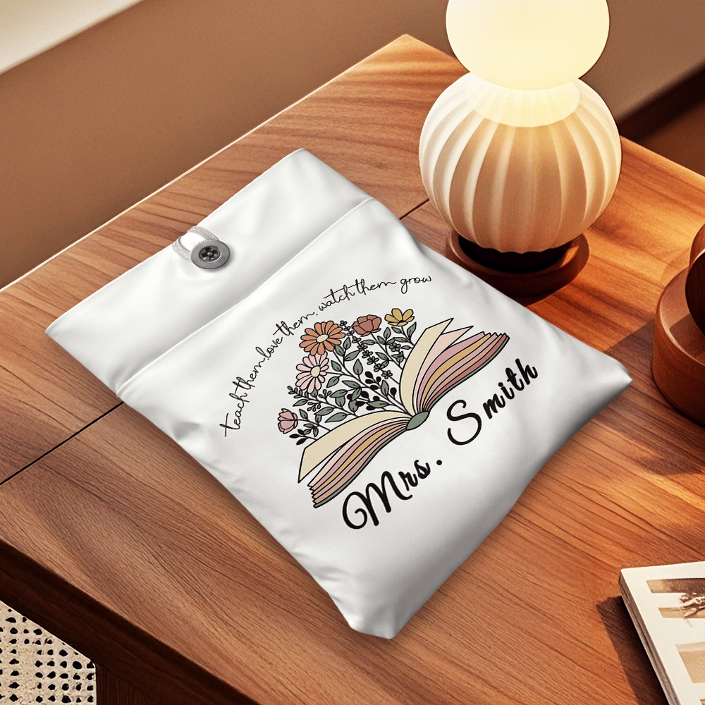 Personalized Flowers Book Cover with Pocket Book Cover Protector Appreciation Gift for Teacher