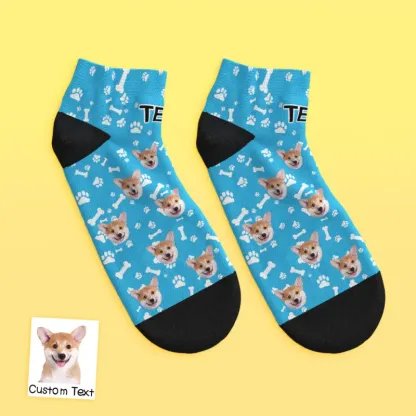 Custom Face Low Cut Ankle Socks with Dog Gift for Pet Lover