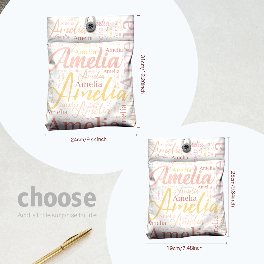 Personalized Name Book Cover with Pocket Book Cover Protector Gift for Book Lover