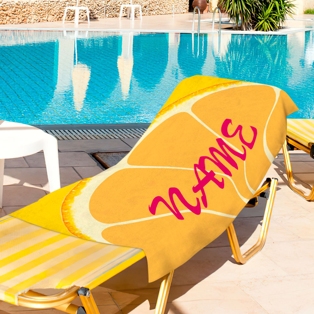 Personalized Name Orange Fruit Printed Beach Towel