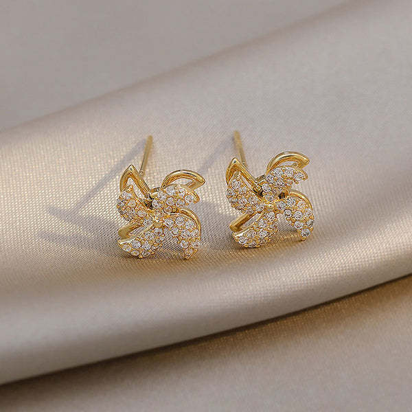 Rotating Small Windmill Stud Earrings