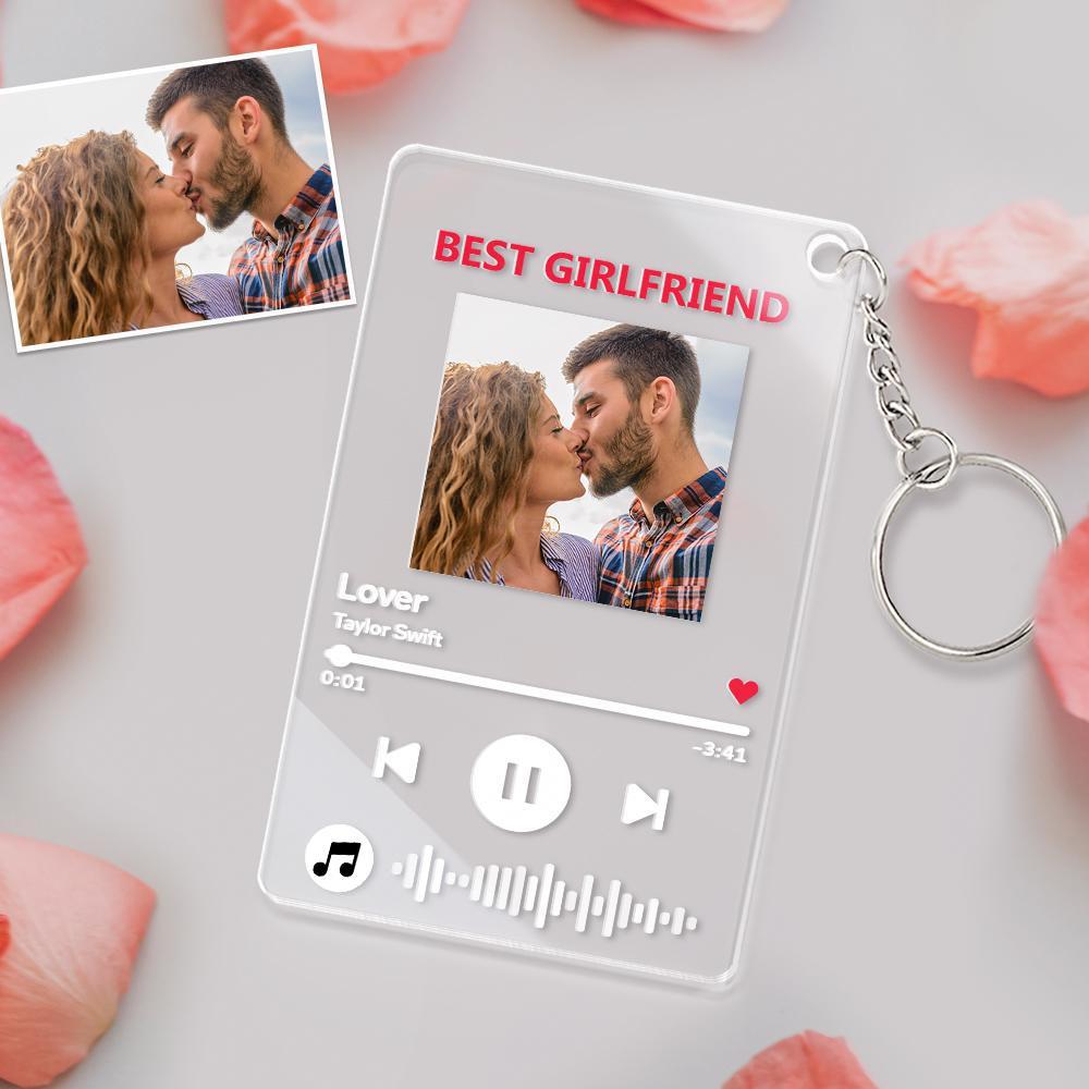 Custom Photo Keychain Music Code Plaque Scannable Music Personalized Acrylic NightLight BestGirfriend Gift