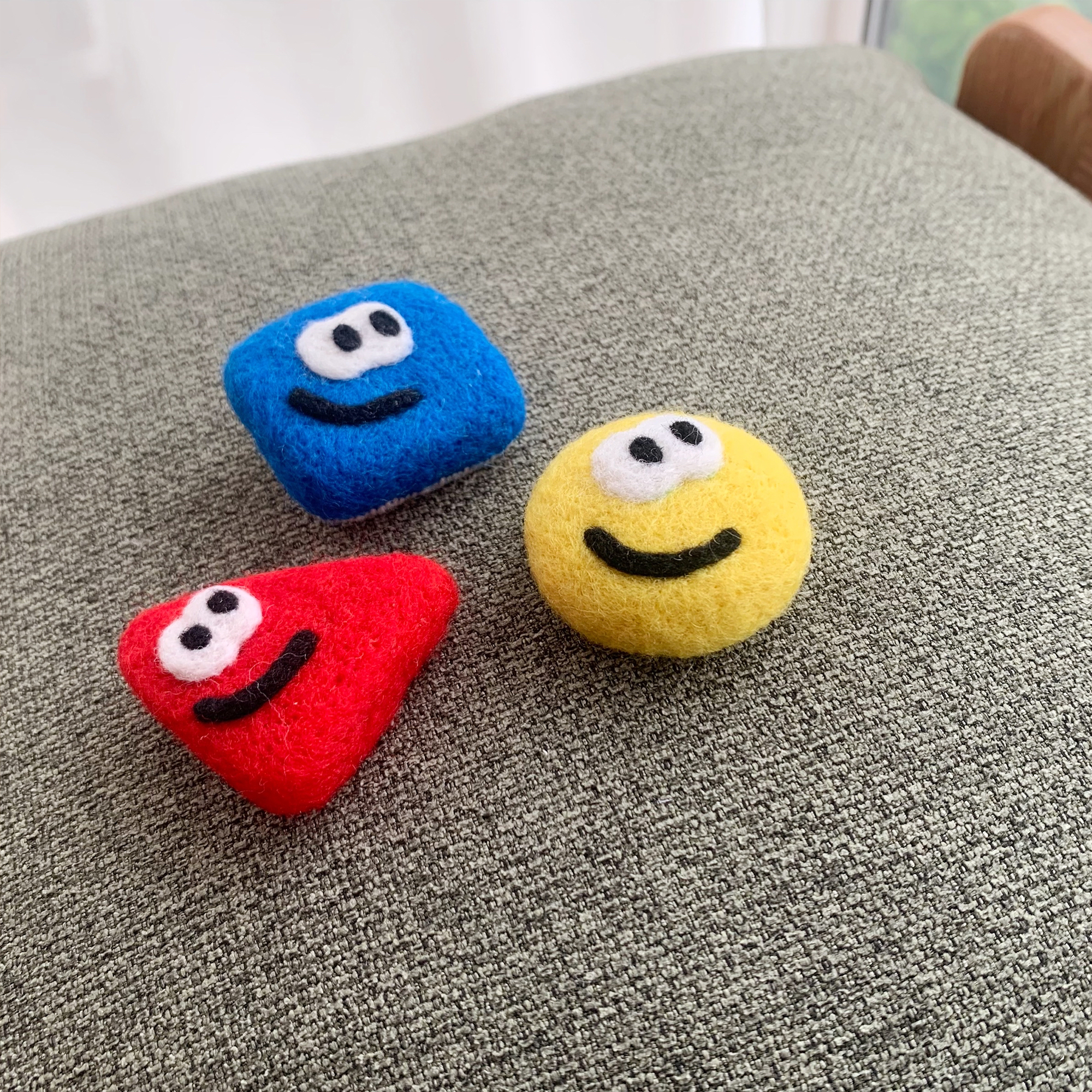 Adorable Handmade Felt Mushroom Brooch - Triangle Circle Square Design