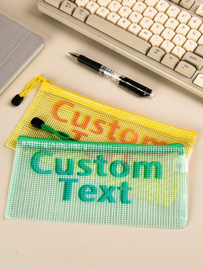 Personalized Wedding Stationery Zipper Bag - Custom Text Design