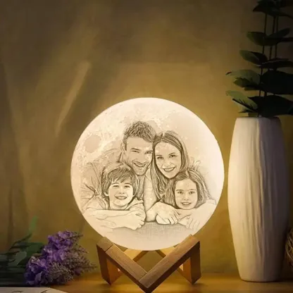 Custom 3D Printed Photo Lunar Light Moon Lamp - Perfect Christmas Gift for Family