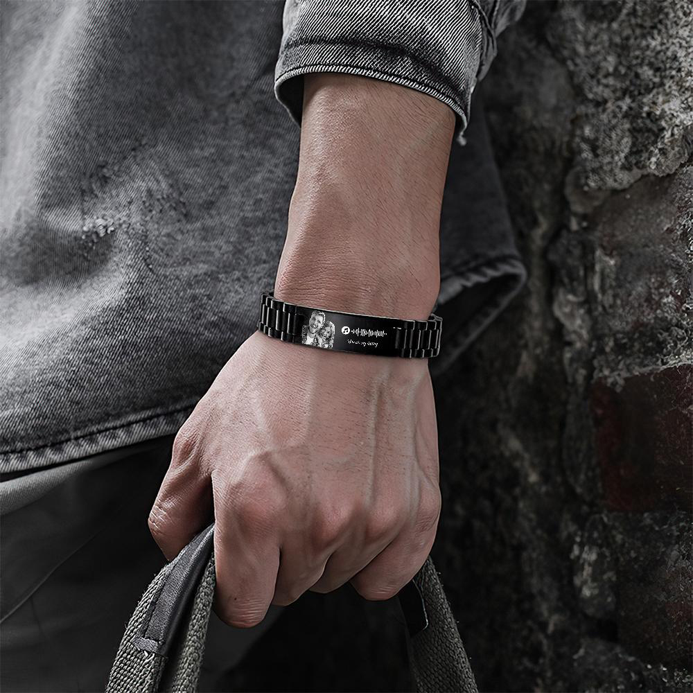 Personalized Music Code Bracelet with Your Photo Perfect Gift for Couple for Anniversary