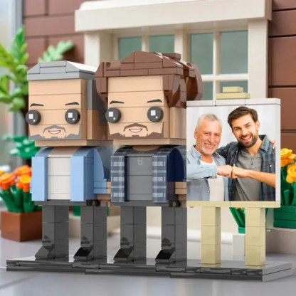 Full Body Custom 2 Person Brick Figures with Frame Personalized Photo Father's Day Gift