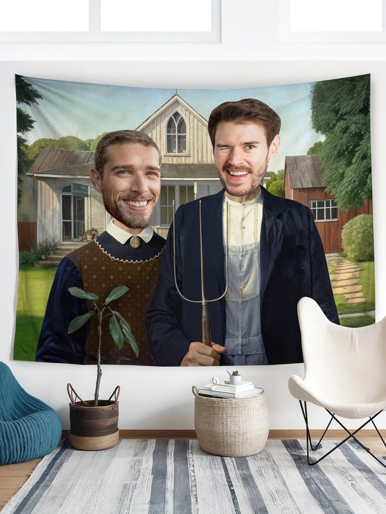 Custom Photo Tapestry – Personalized Faces Wall Hanging Blanket for Home Decor or Gifts