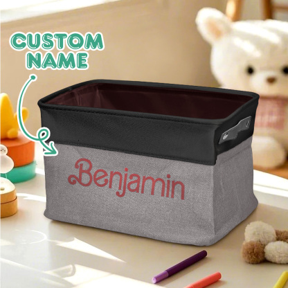 Personalized Storage Basket with Name Toy Bin Linen Organizer Gifts for Children