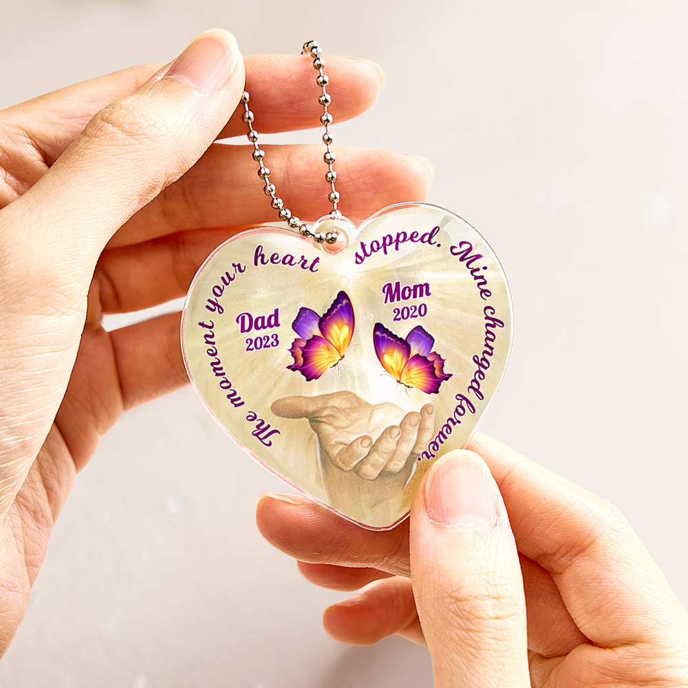 Personalized Butterfly Car Ornament with Name Heart Memorial Ornament Gift