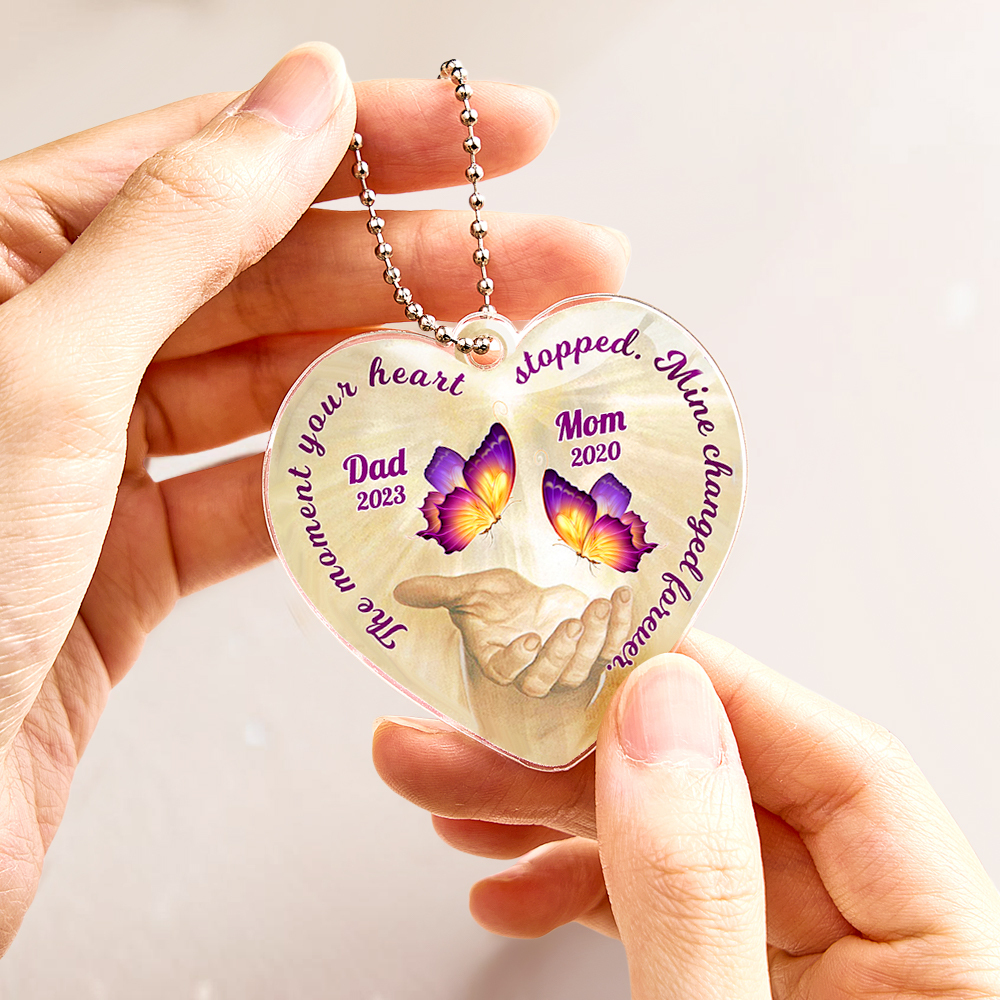 Personalized Butterfly Car Ornament with Name Heart Memorial Ornament Gift