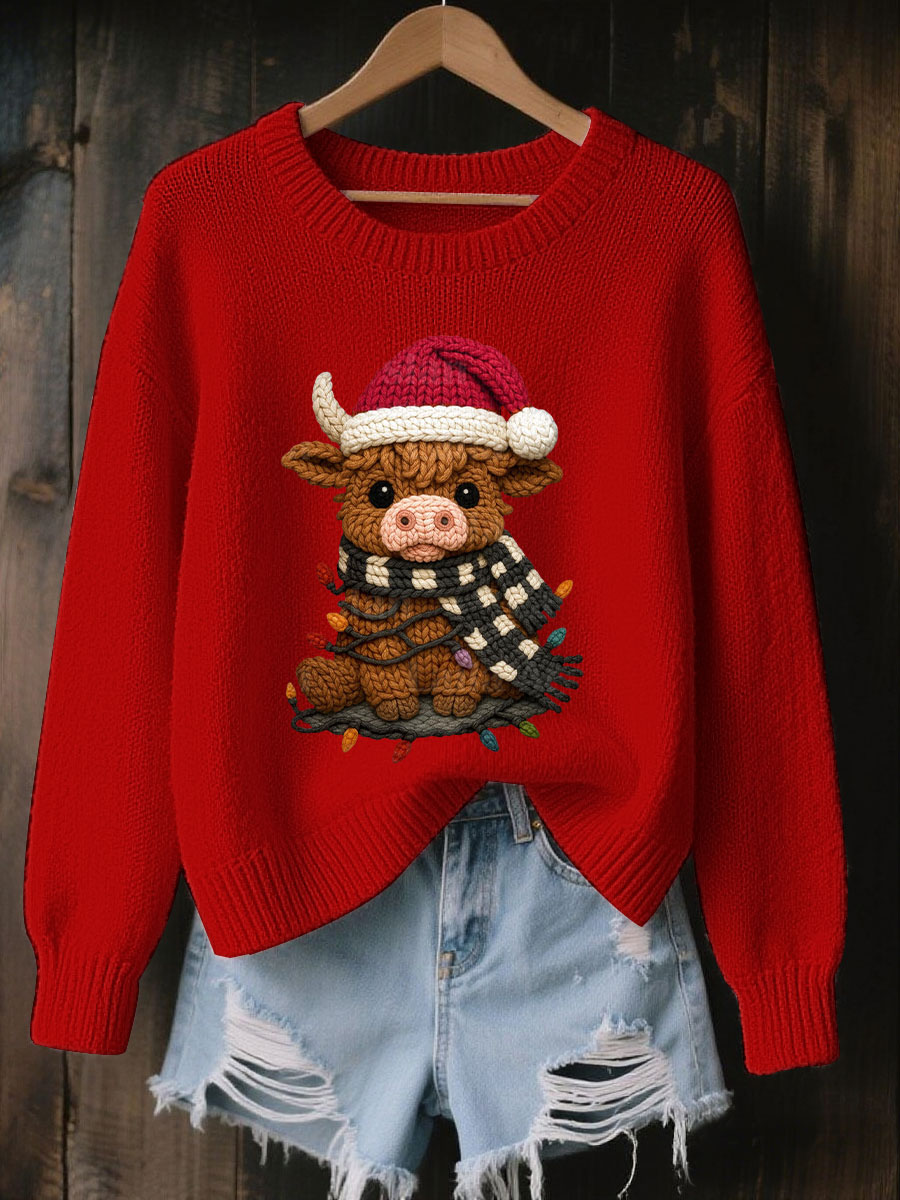Women's Christmas Highland Cow Sweater