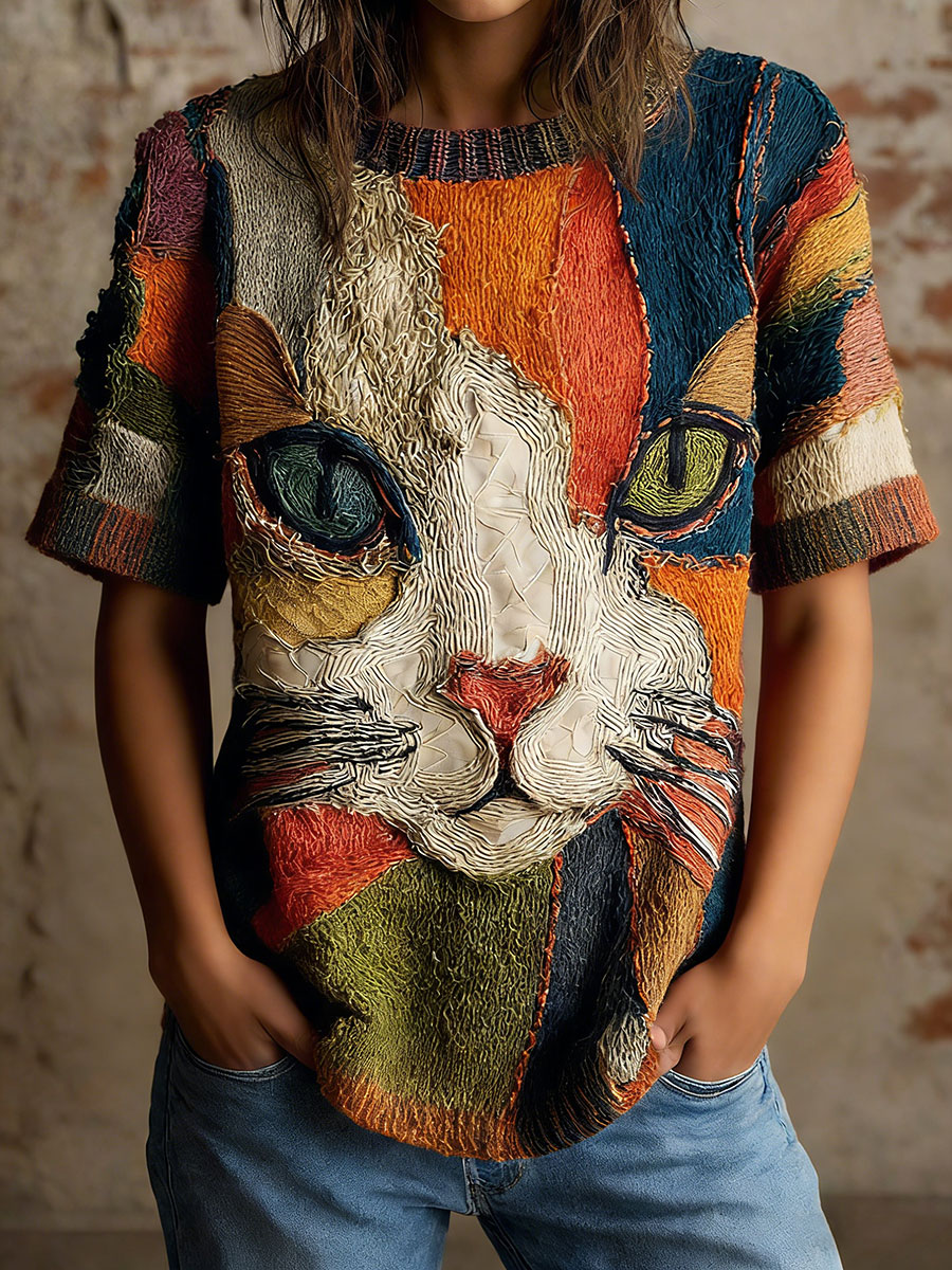 Women's Artistic Cat Vintage Tops