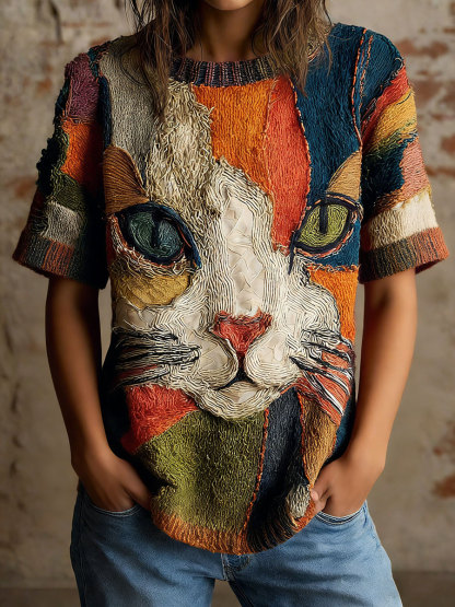 Women's Artistic Cat Vintage Tops