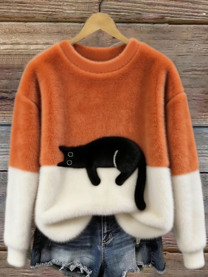 Women's Cute Cat Cozy Flannel Sweatshirt