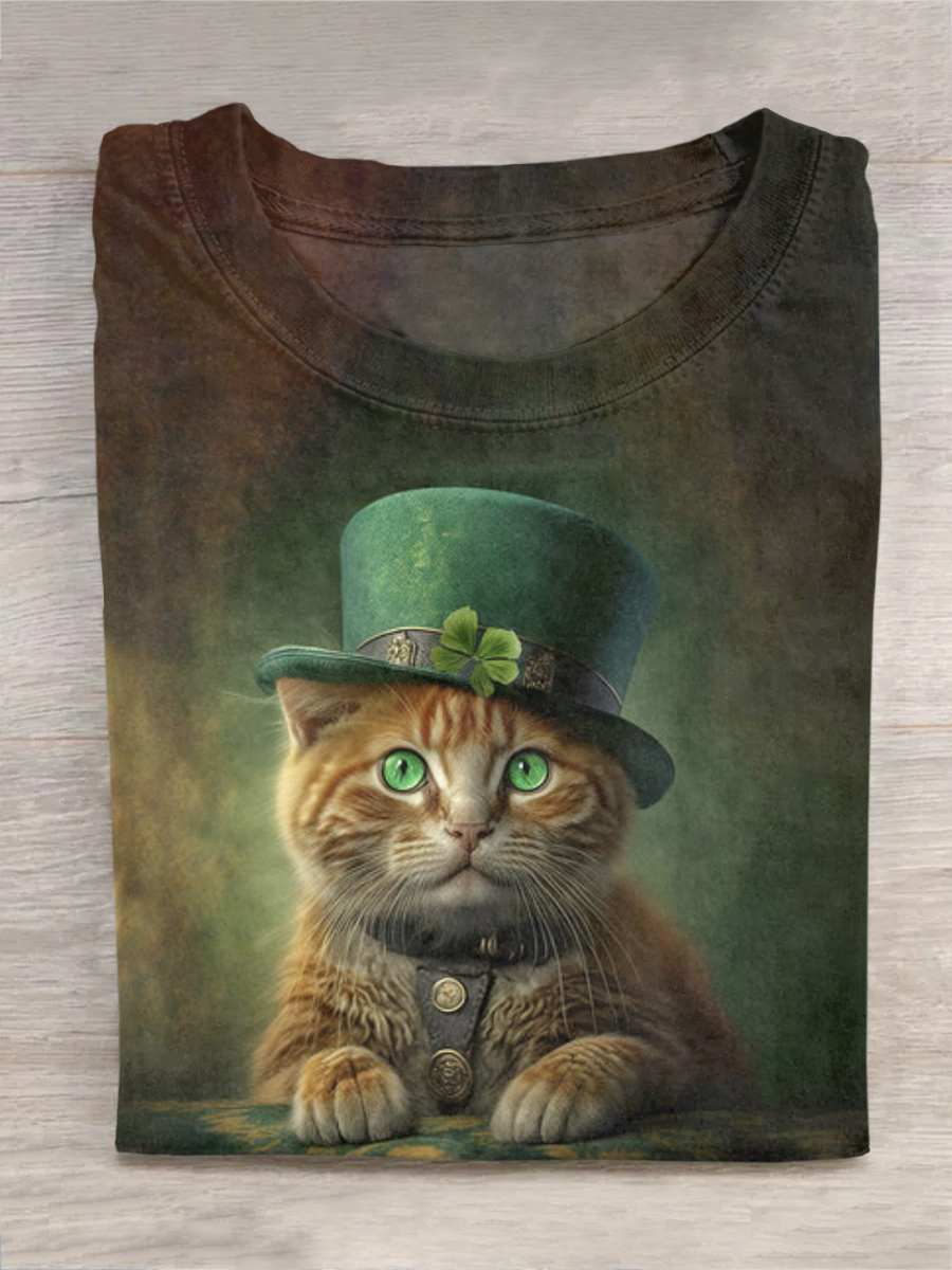 Unisex St. Patrick's Day Cat T-Shirt