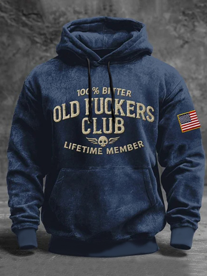 Men's Old Fuckers Club Printed Casual Hoodie