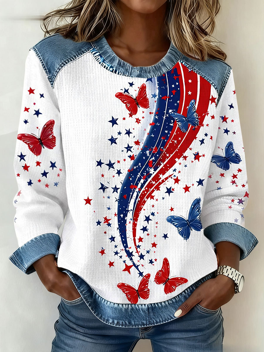 Women's American Flag Butterfly Sweatshirts