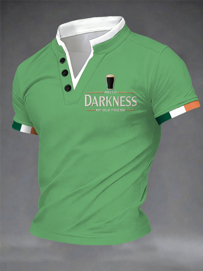 Men's Hello Darkness My Old Friend Double Layer Collar T-Shirt