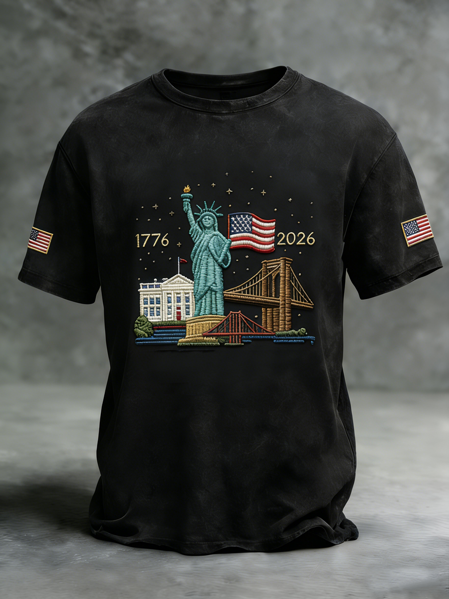 Retro 250th Anniversary Flag Casual T-Shirt