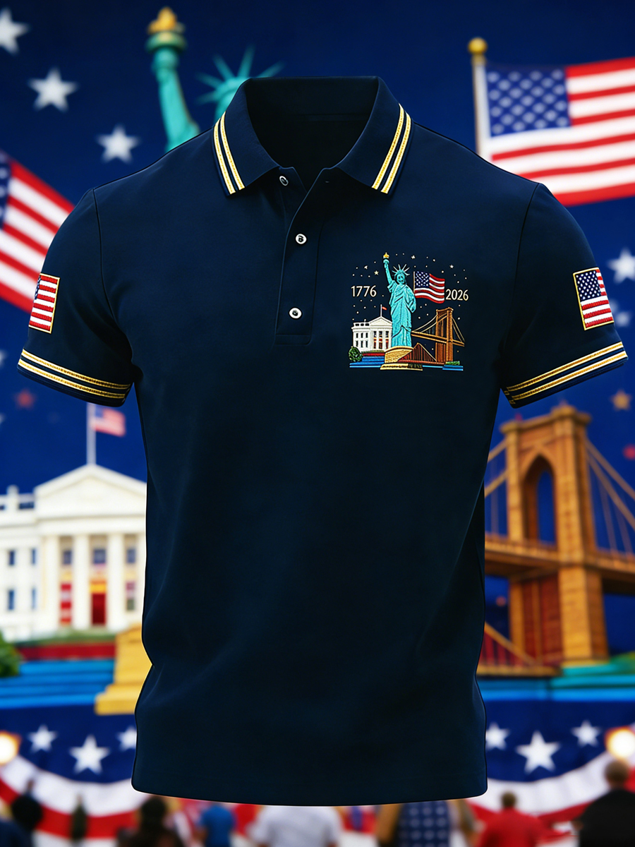 Retro 250th Anniversary Commemorative Casual Polo Shirt