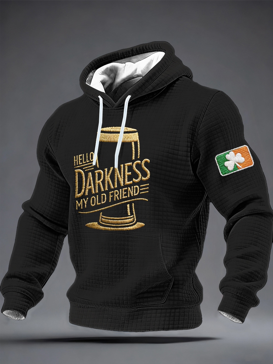 Men's Hello Darkness My Old Friend Checkered Cotton Hoodie