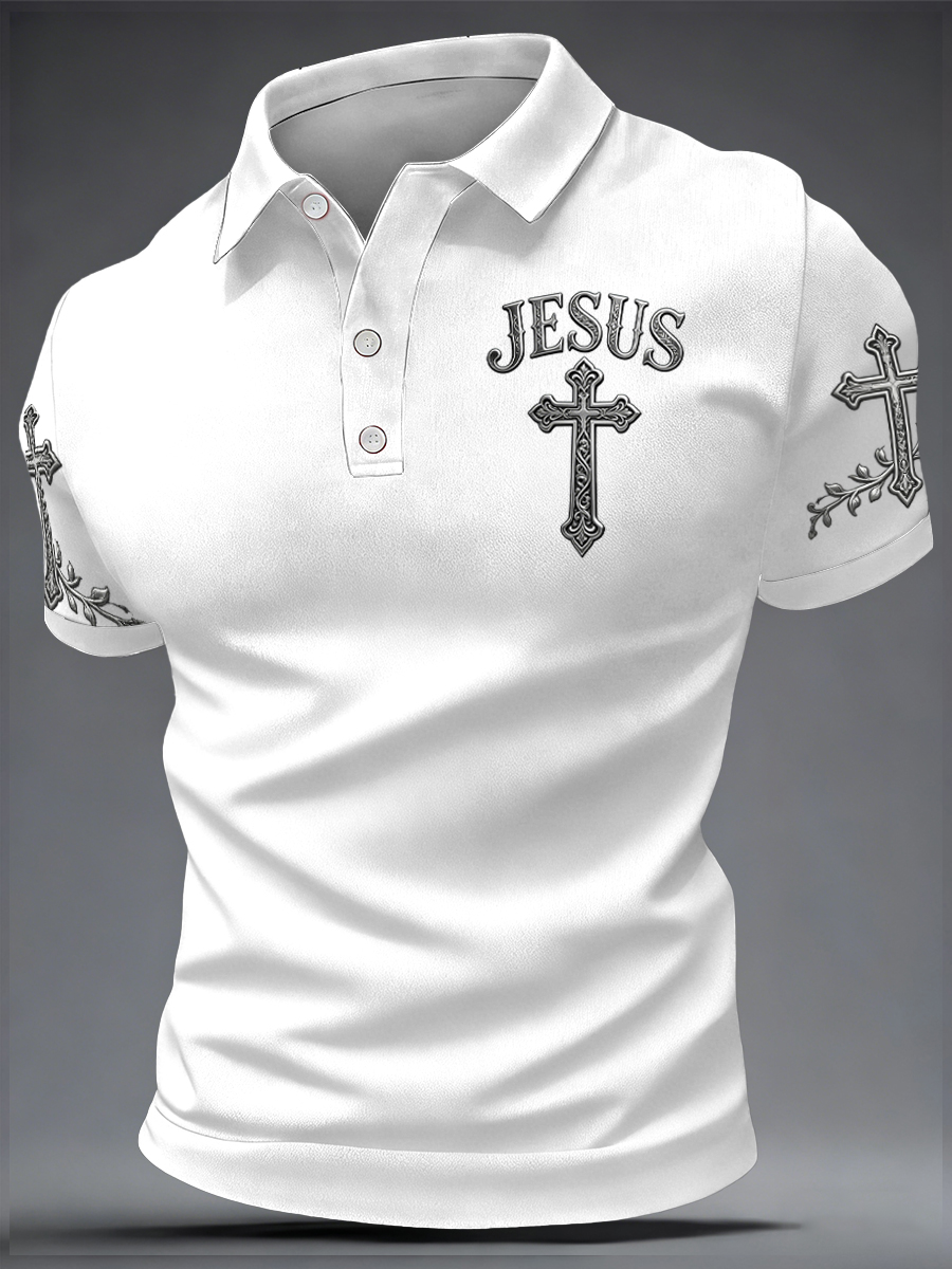 Men's JESUS Print Casual Top
