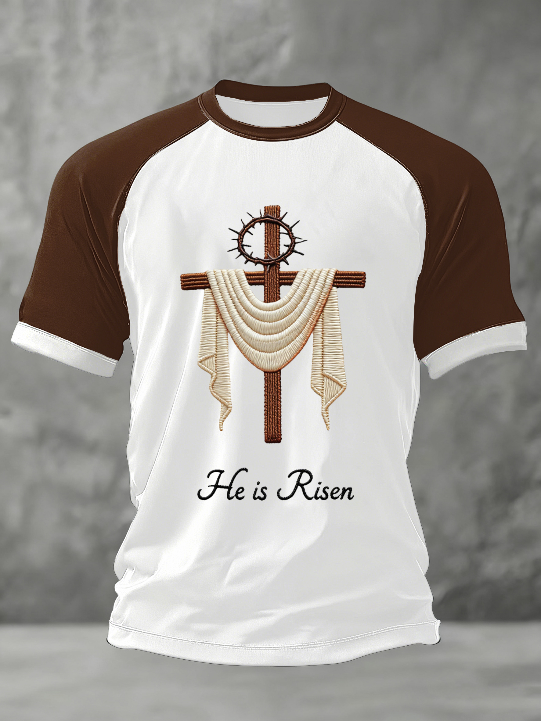 Women's He Is Risen Jesus Christian Cross Print Tee