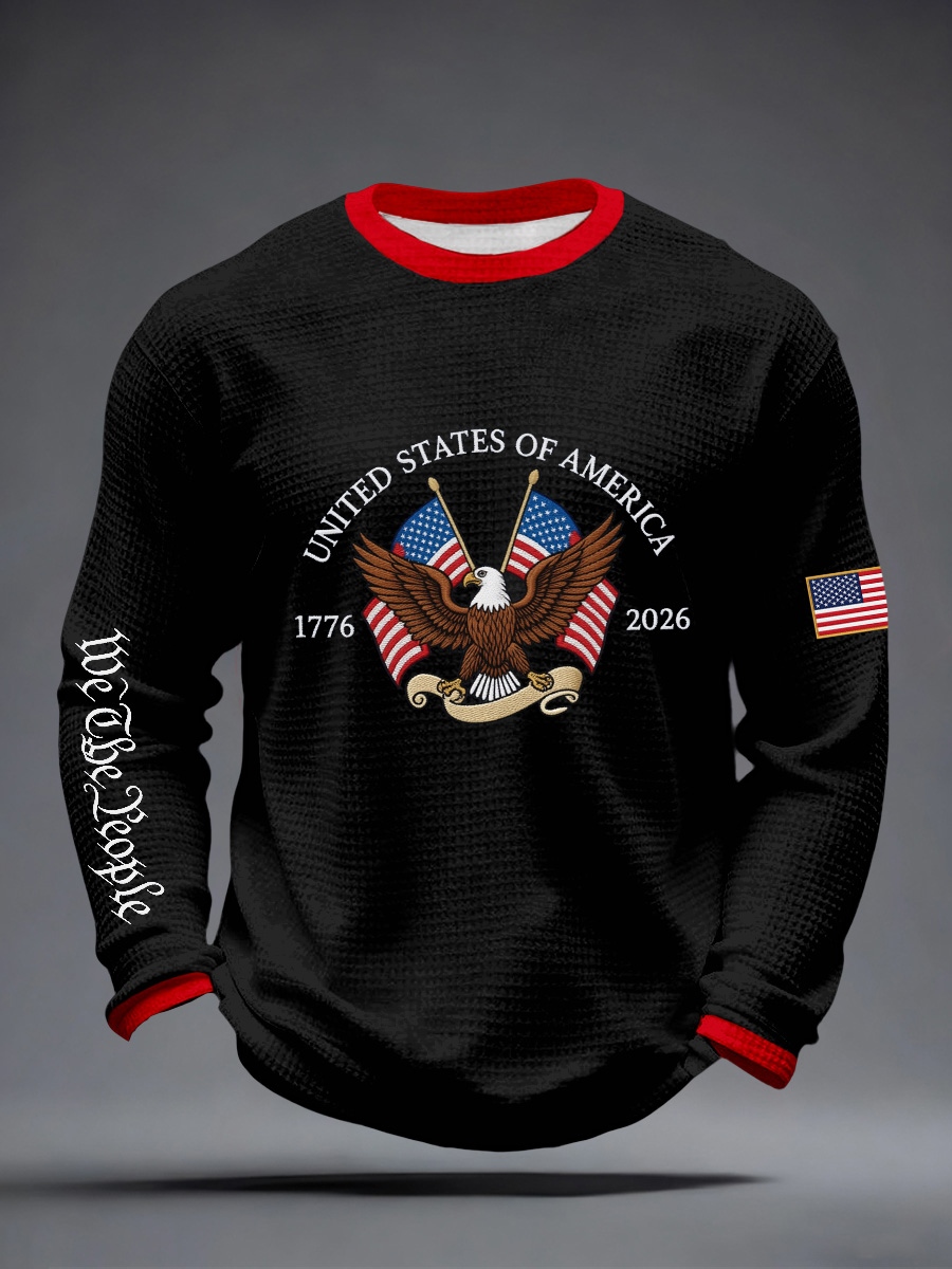 Men's America 1776-2026 Print Waffle Long-Sleeve T-Shirt
