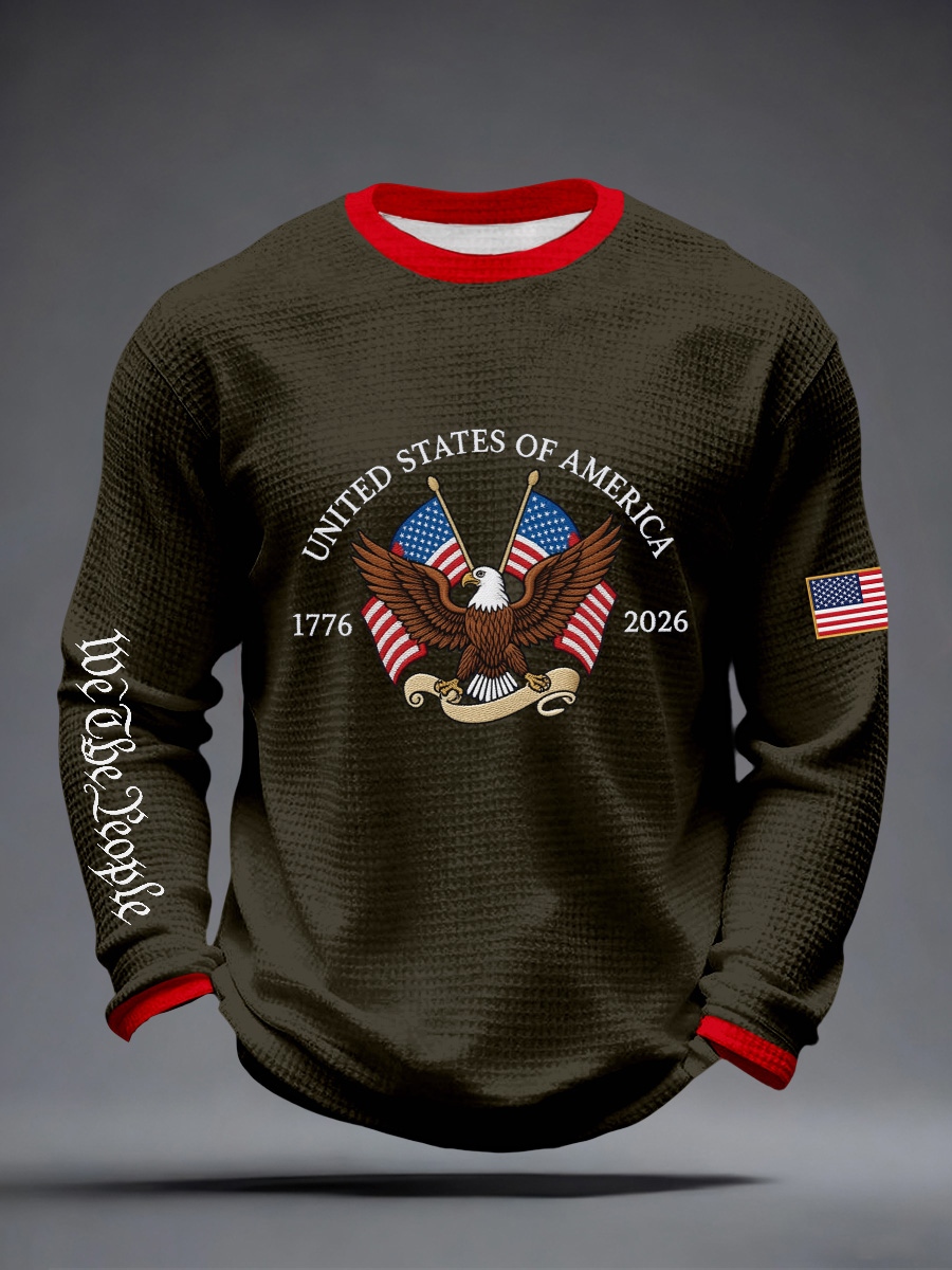 Men's America 1776-2026 Print Waffle Long-Sleeve T-Shirt