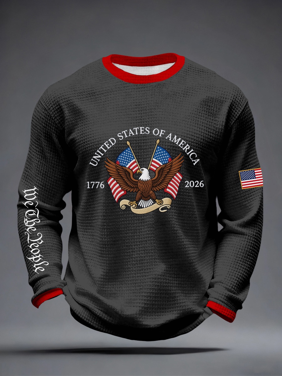 Men's America 1776-2026 Print Waffle Long-Sleeve T-Shirt