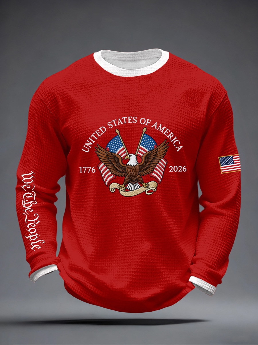 Men's America 1776-2026 Print Waffle Long-Sleeve T-Shirt