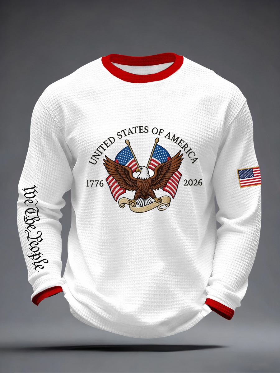 Men's America 1776-2026 Print Waffle Long-Sleeve T-Shirt