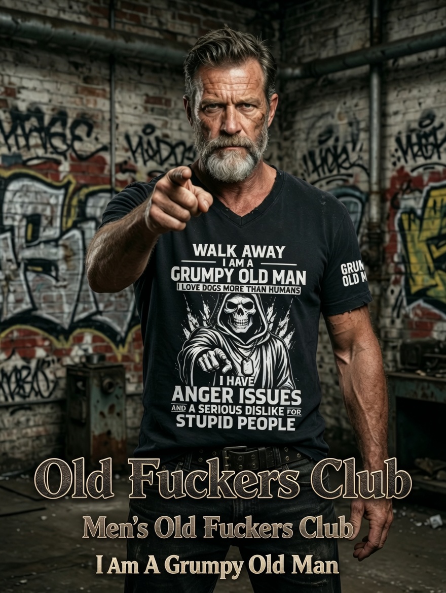 Men's Grumy Man Printed Vintage Fashion Loose Short Sleeve T-Shirt