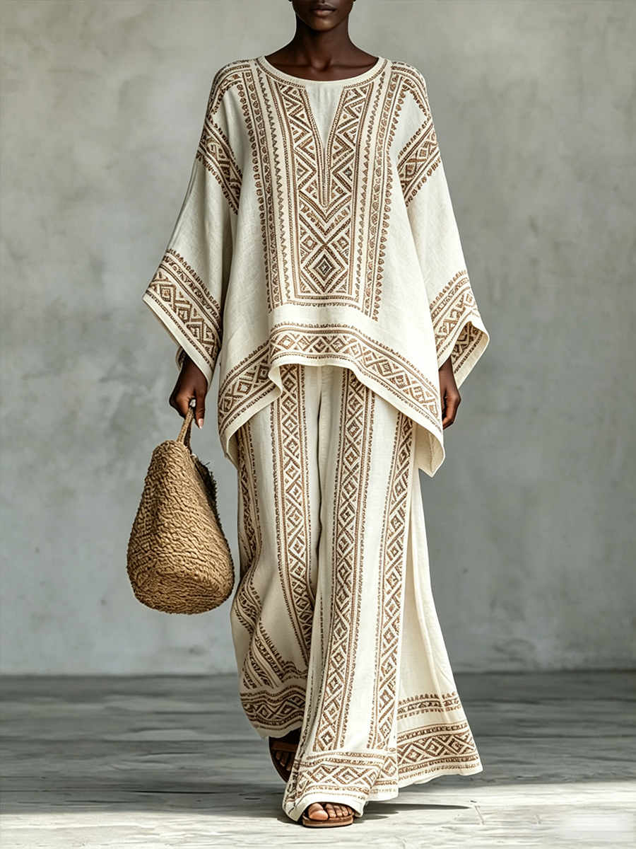Women's African Art Cotton Linen Set