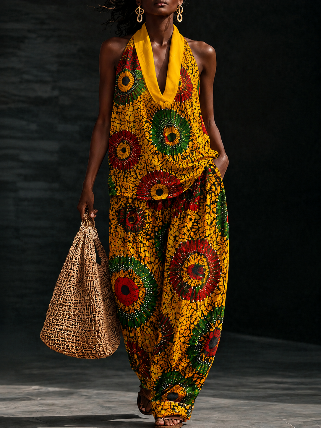 Women's African Art Cotton Linen Set