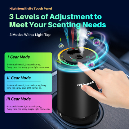 GlimmaX Smart Car Air Freshener,Star Ambiance Roof and Premium Design,Healthy Eco-Friendly Fragrance,Auto On/Off,3 Adjustable Modes,Black Air Freshener Perfect for Car,Bedroom,Office,Restrooms-GlimmaX