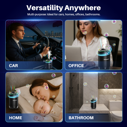 GlimmaX Smart Car Air Freshener,Star Ambiance Roof and Premium Design,Healthy Eco-Friendly Fragrance,Auto On/Off,3 Adjustable Modes,Black Air Freshener Perfect for Car,Bedroom,Office,Restrooms-GlimmaX