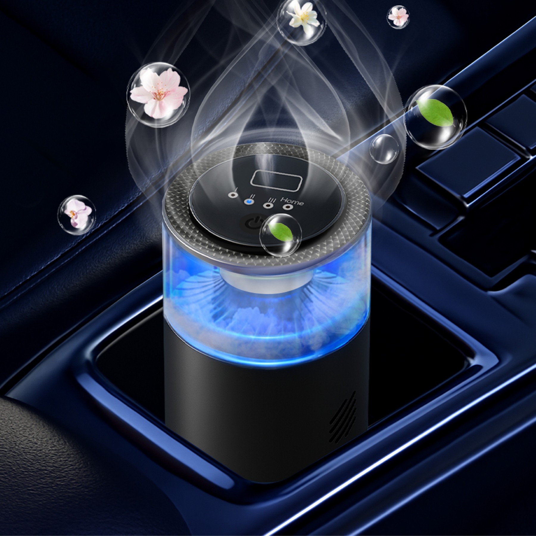 GlimmaX Smart Car Air Freshener,Ambient Light & Mist Fragrance,2 Pack Refill for 6 Months,Auto On/Off,3 Adjustable Modes,Black Air Freshener Perfect for Car,Bedroom,Office,Restrooms-GlimmaX