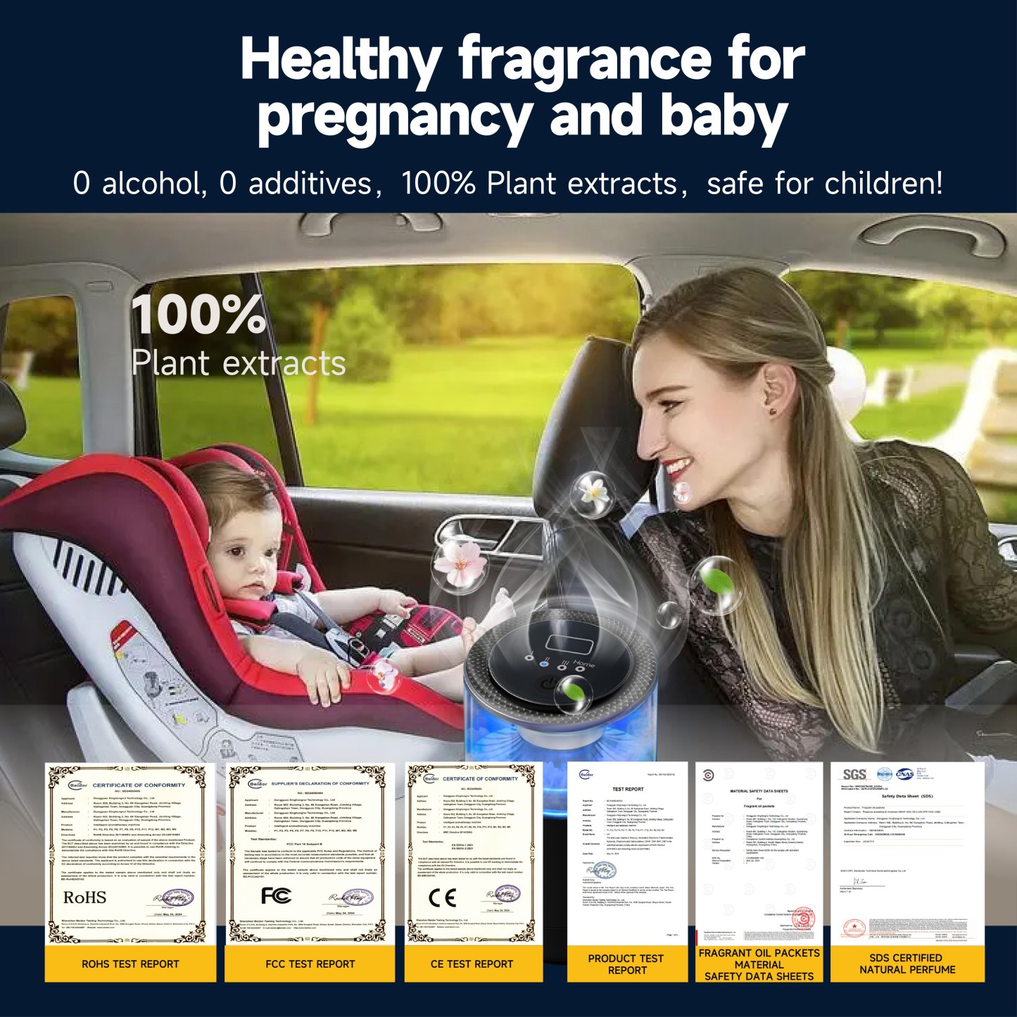 GlimmaX Smart Car Air Freshener,Ambient Light & Mist Fragrance,2 Pack Refill for 6 Months,Auto On/Off,3 Adjustable Modes,Black Air Freshener Perfect for Car,Bedroom,Office,Restrooms-GlimmaX