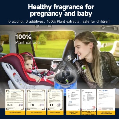 GlimmaX Smart Car Air Freshener,Ambient Light & Mist Fragrance,2 Pack Refill for 6 Months,Auto On/Off,3 Adjustable Modes,Black Air Freshener Perfect for Car,Bedroom,Office,Restrooms-GlimmaX