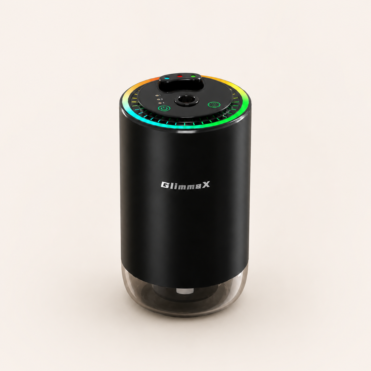 GlimmaX NEBULA black smart car fragrance diffuser with ambient light
