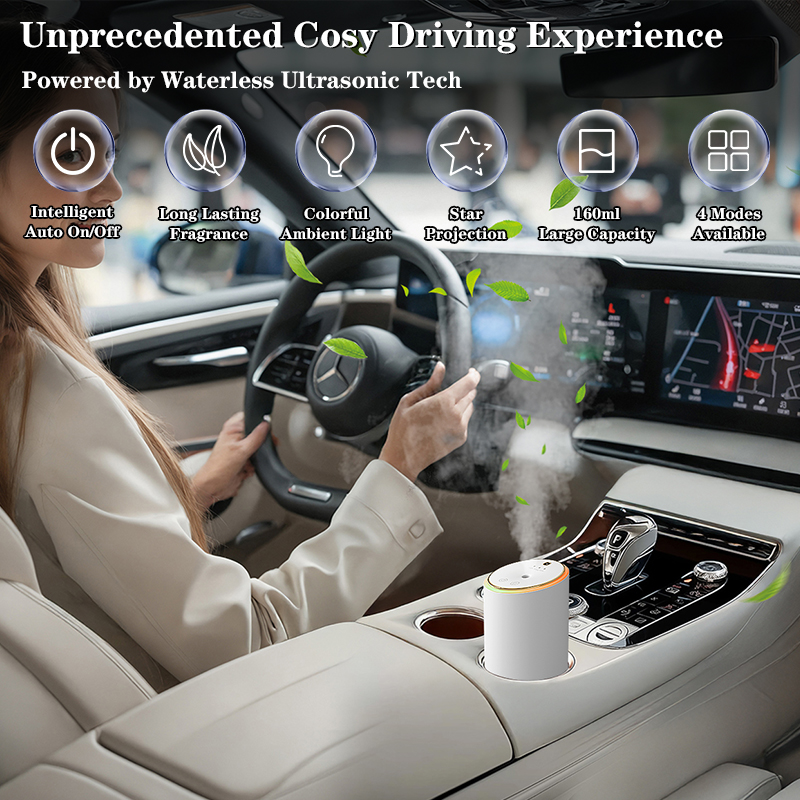 GlimmaX Smart Car Air Freshener,Atmosphere Light and Star Light,Healthy Eco-Friendly Fragrance,Auto On/Off,3 Adjustable Modes,White Car Air Freshener Perfect for Cars,Bedroom,Office-GlimmaX