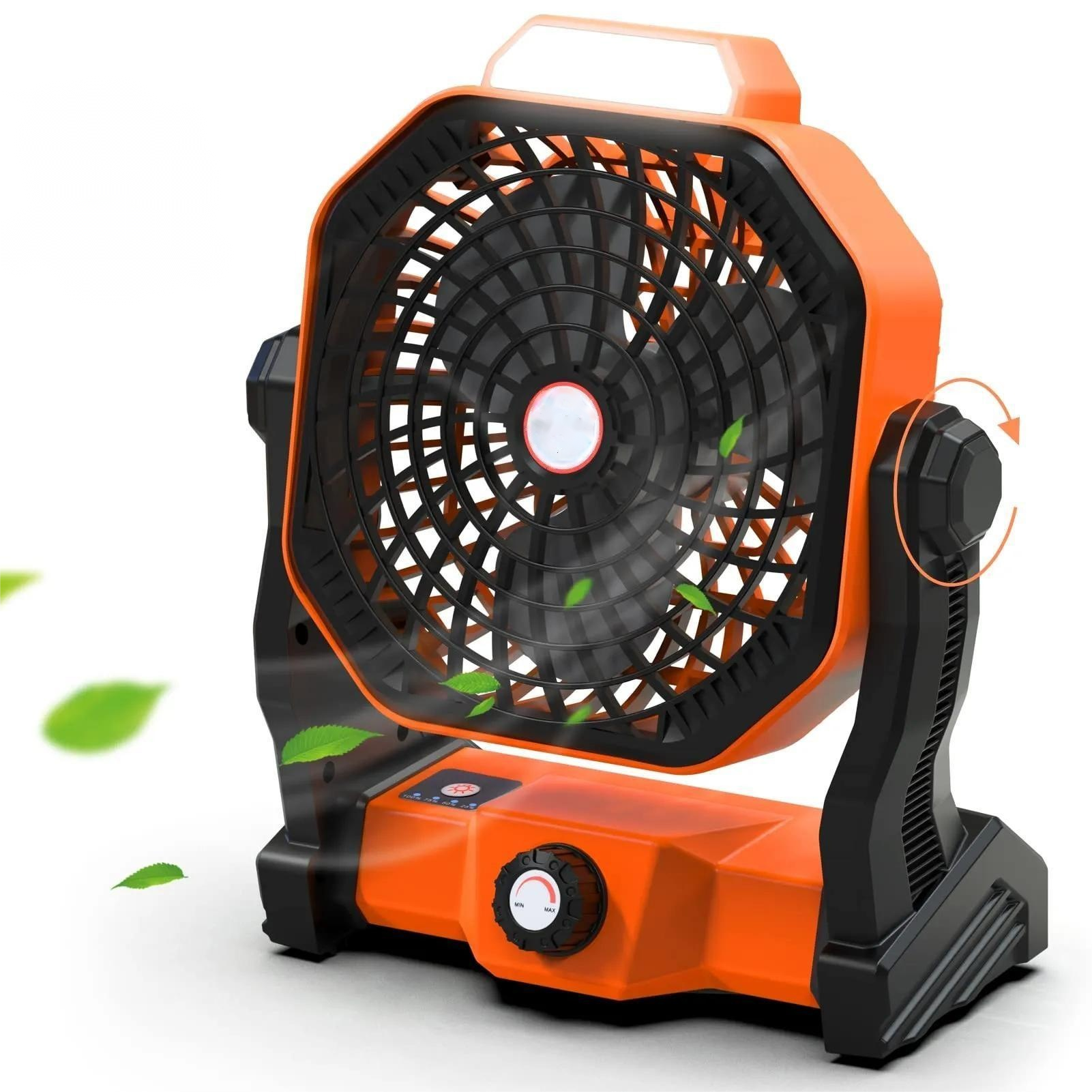 IMPRESIA Camping Ventilator Tragbarer Ventilator Leise mit LED-Licht 10400mAh Wiederaufladbare mit Haken Stufenlose Geschwindigkeitsregelung Ventilator für Outdoor Zelt Schlafzimmer Auto Reisen