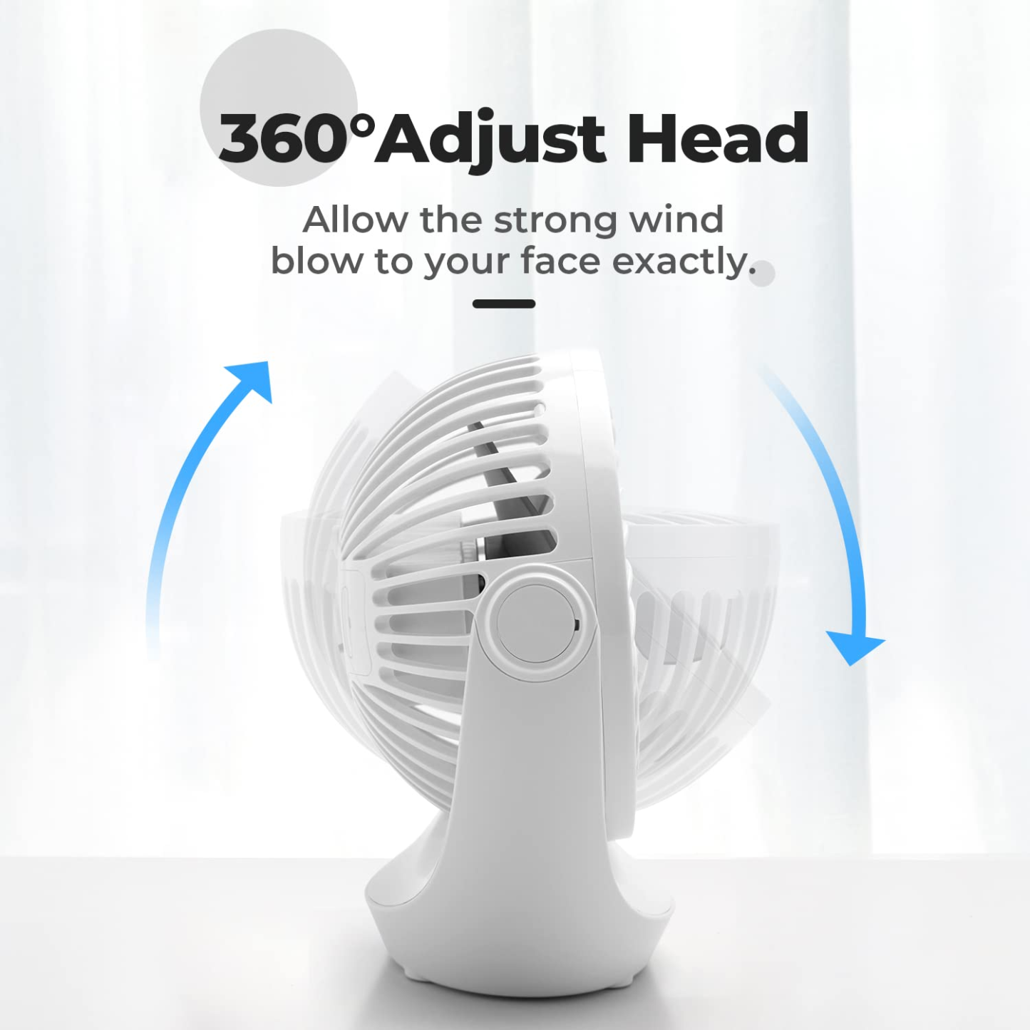 IMPRESIA USB Ventilator, Ventilator klein Tischventilator mit starkem Luftstrom und Leise Betrieb 3 Geschwindigkeiten, 360 ° Drehbarer Kopf, Einfach zu Tragen für Büro, Zuhause und im Freien