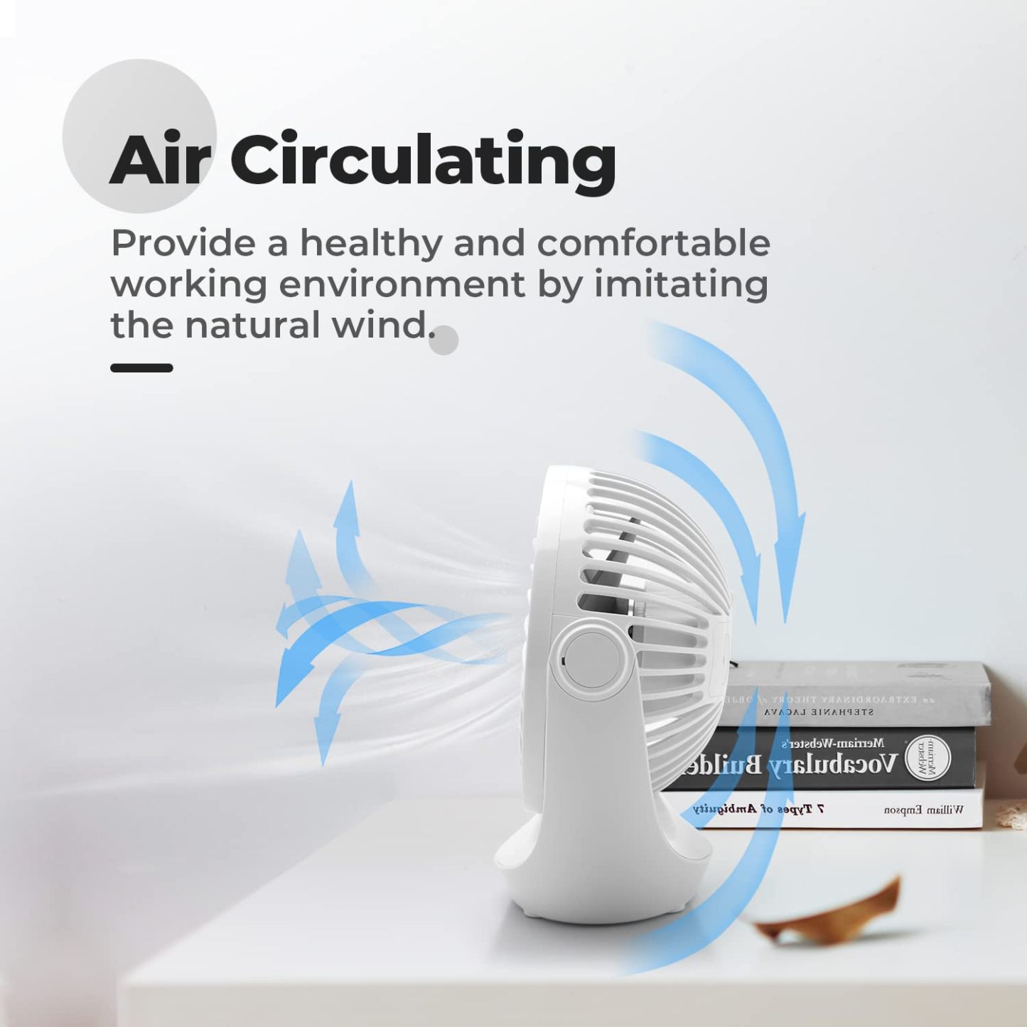 IMPRESIA USB Ventilator, Ventilator klein Tischventilator mit starkem Luftstrom und Leise Betrieb 3 Geschwindigkeiten, 360 ° Drehbarer Kopf, Einfach zu Tragen für Büro, Zuhause und im Freien