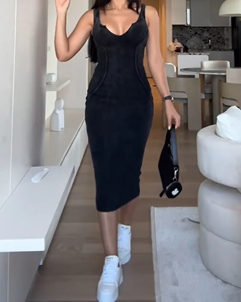 Vestito Sportivo Elasticizzato "Denim Wash" con Design Avvolgente