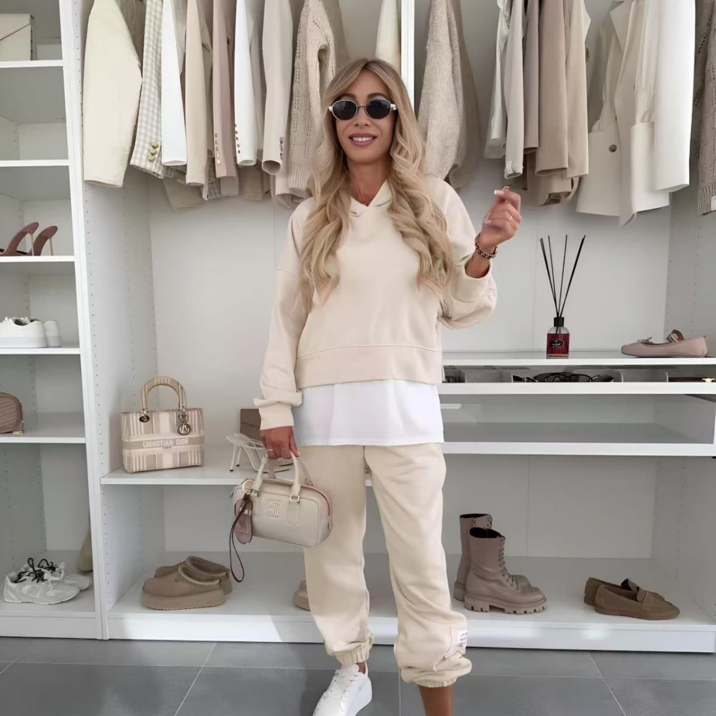 🌸Žhavé jarní novinky✨Dámský ležérní patchworkový mikinový oblek s kapucí