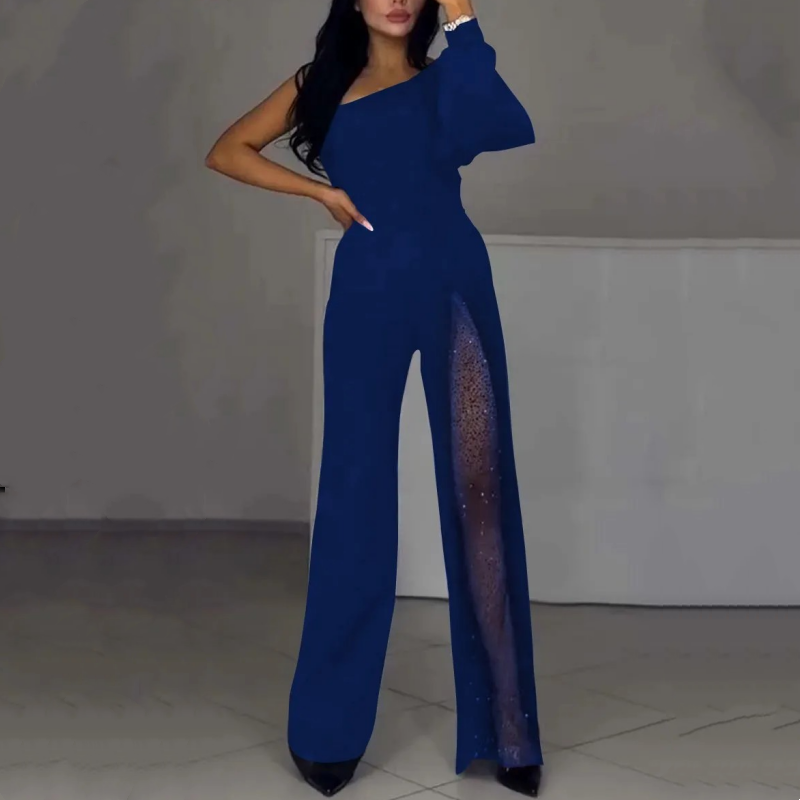 Eccellente Jumpsuit Asimmetrico in Pizzo Lucente per Donne Raffinate